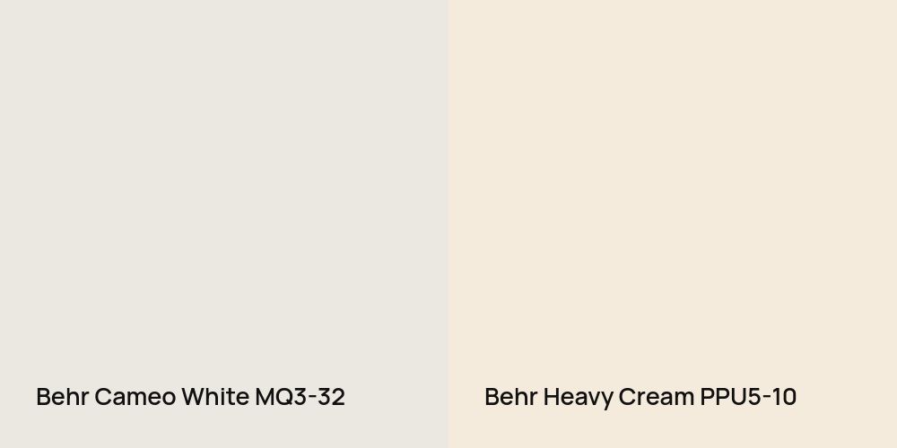 Behr Cameo White vs. Behr Heavy Cream