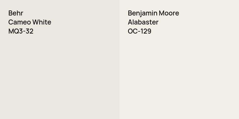 Behr Cameo White vs. Benjamin Moore Alabaster