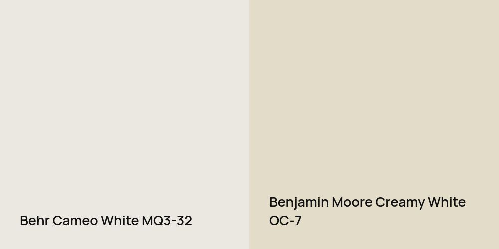 Behr Cameo White vs. Benjamin Moore Creamy White