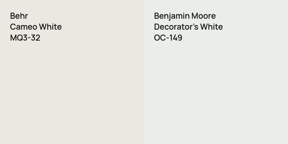 Behr Cameo White vs. Benjamin Moore Decorator's White