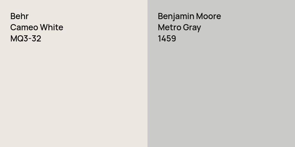 Behr Cameo White vs. Benjamin Moore Metro Gray