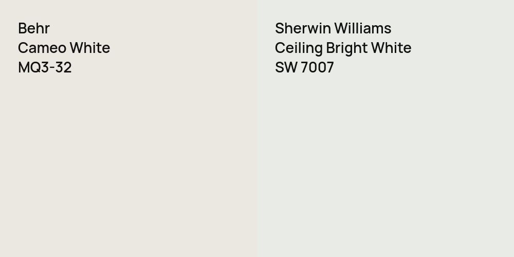 Behr Cameo White vs. Sherwin Williams Ceiling Bright White