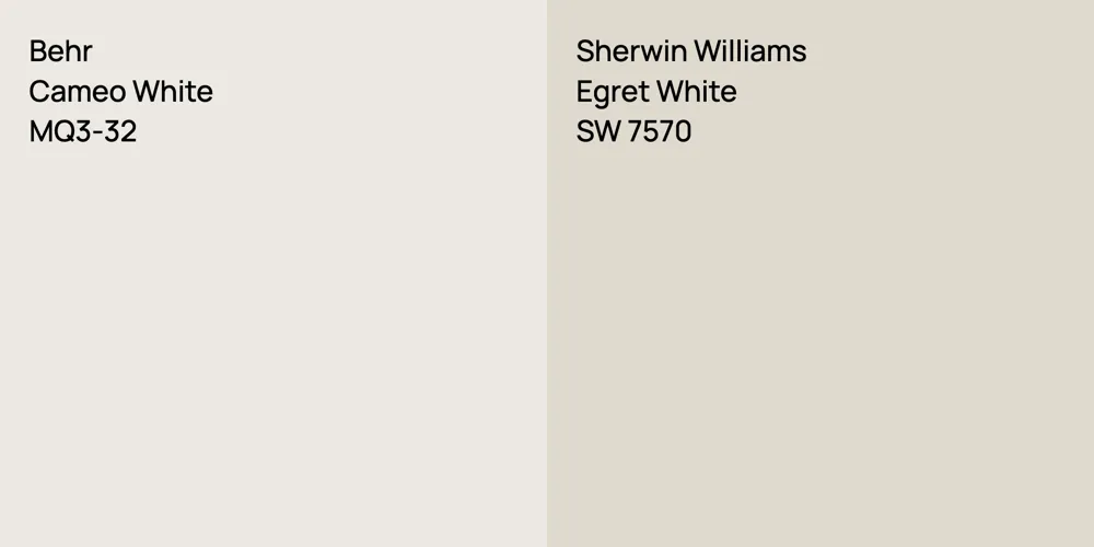 Behr Cameo White vs. Sherwin Williams Egret White