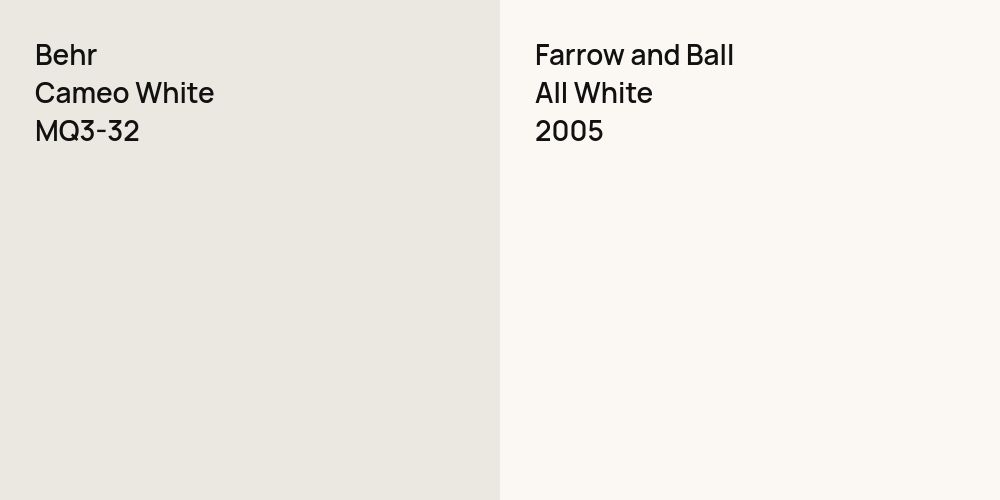 Behr Cameo White vs. Farrow and Ball All White