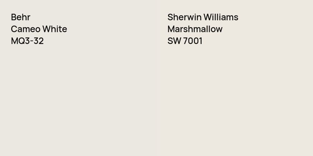 Behr Cameo White vs. Sherwin Williams Marshmallow