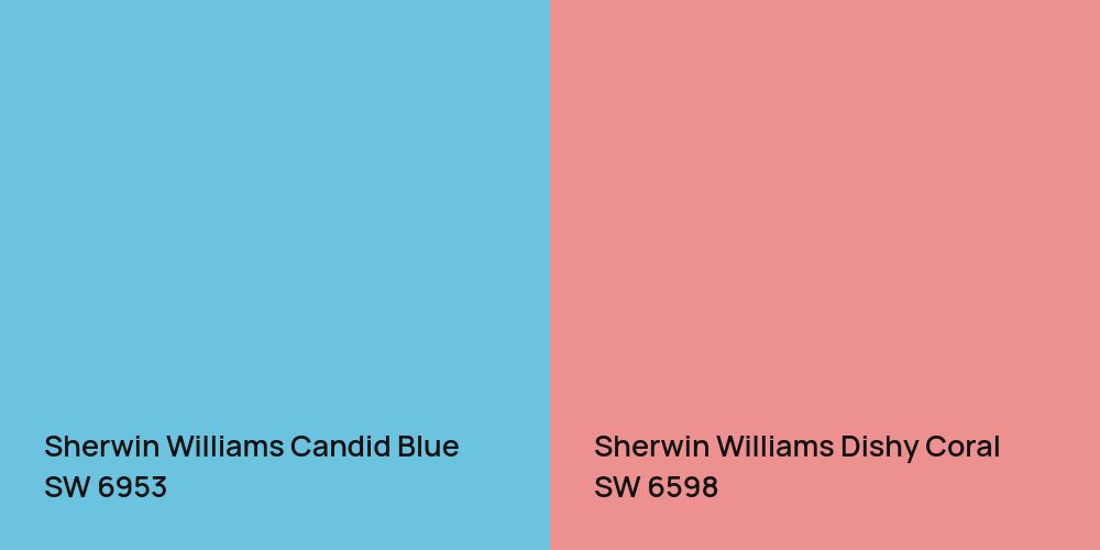 Sherwin Williams Candid Blue vs. Sherwin Williams Dishy Coral