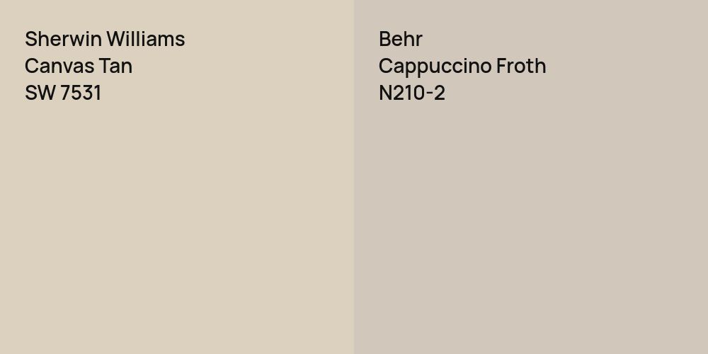 Sherwin Williams Canvas Tan vs. Behr Cappuccino Froth