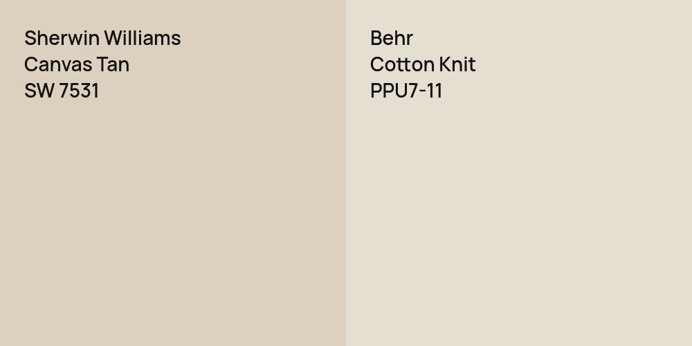 Sherwin Williams Canvas Tan vs. Behr Cotton Knit