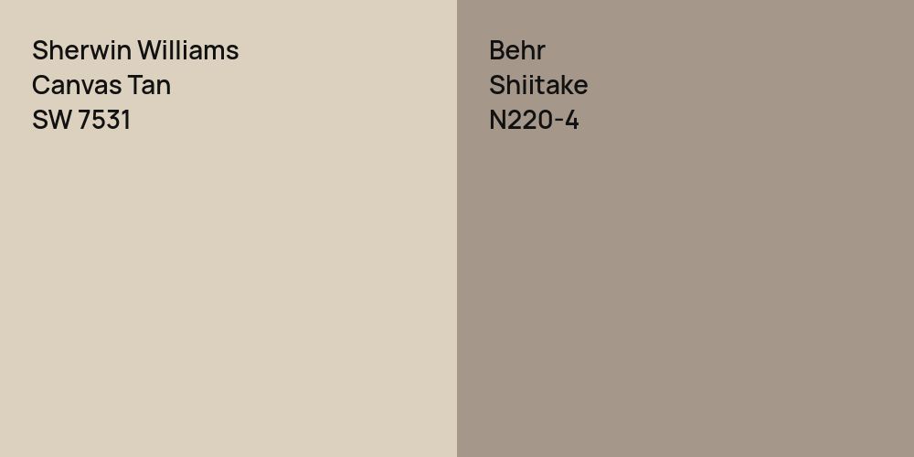 Sherwin Williams Canvas Tan vs. Behr Shiitake