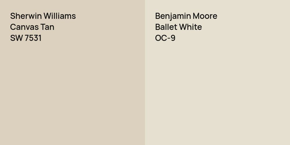 Sherwin Williams Canvas Tan vs. Benjamin Moore Ballet White