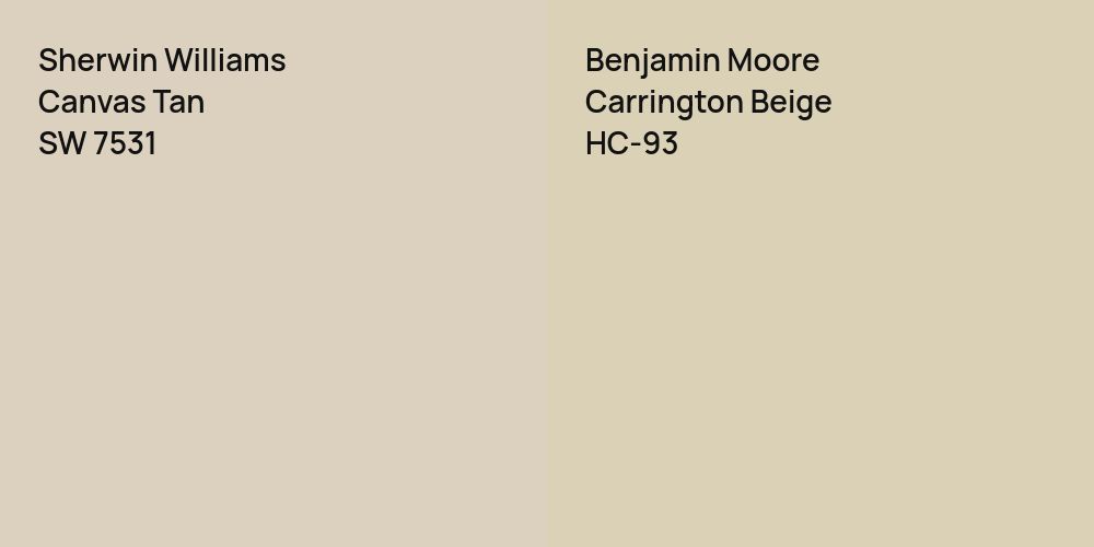 Sherwin Williams Canvas Tan vs. Benjamin Moore Carrington Beige