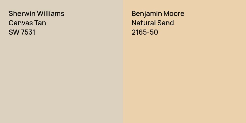 Sherwin Williams Canvas Tan vs. Benjamin Moore Natural Sand