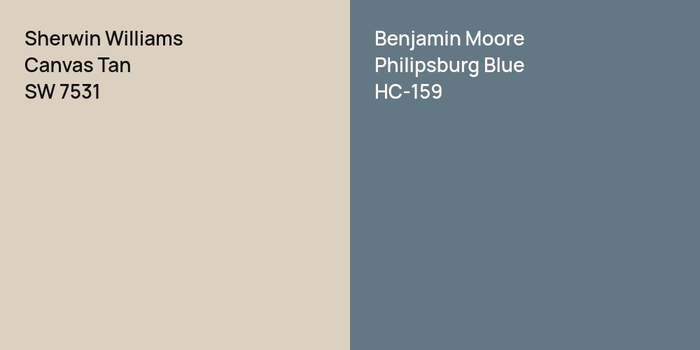 Sherwin Williams Canvas Tan vs. Benjamin Moore Philipsburg Blue