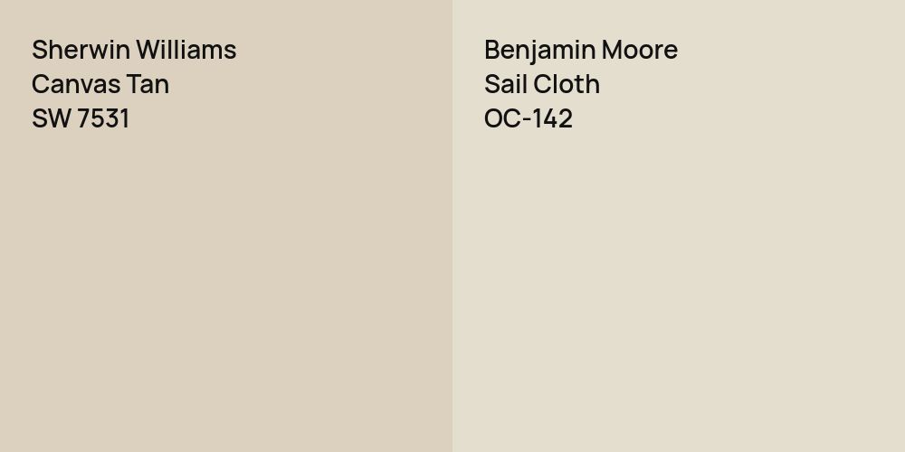 Sherwin Williams Canvas Tan vs. Benjamin Moore Sail Cloth