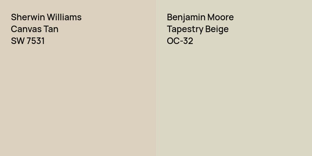 Sherwin Williams Canvas Tan vs. Benjamin Moore Tapestry Beige