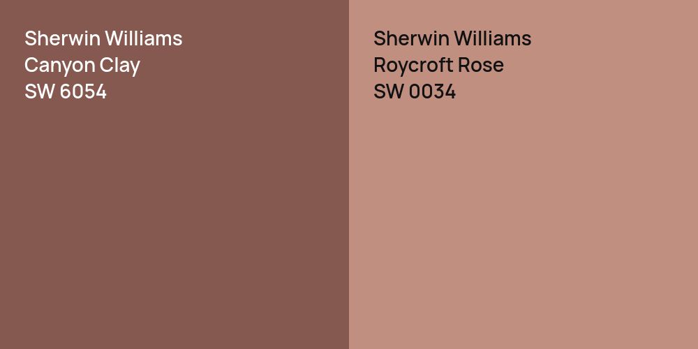 Sherwin Williams Canyon Clay vs. Sherwin Williams Roycroft Rose