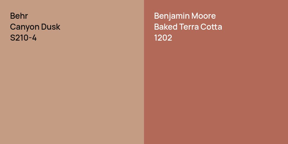 Behr Canyon Dusk vs. Benjamin Moore Baked Terra Cotta