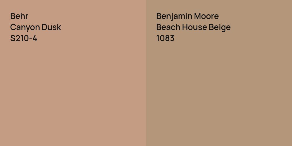 Behr Canyon Dusk vs. Benjamin Moore Beach House Beige