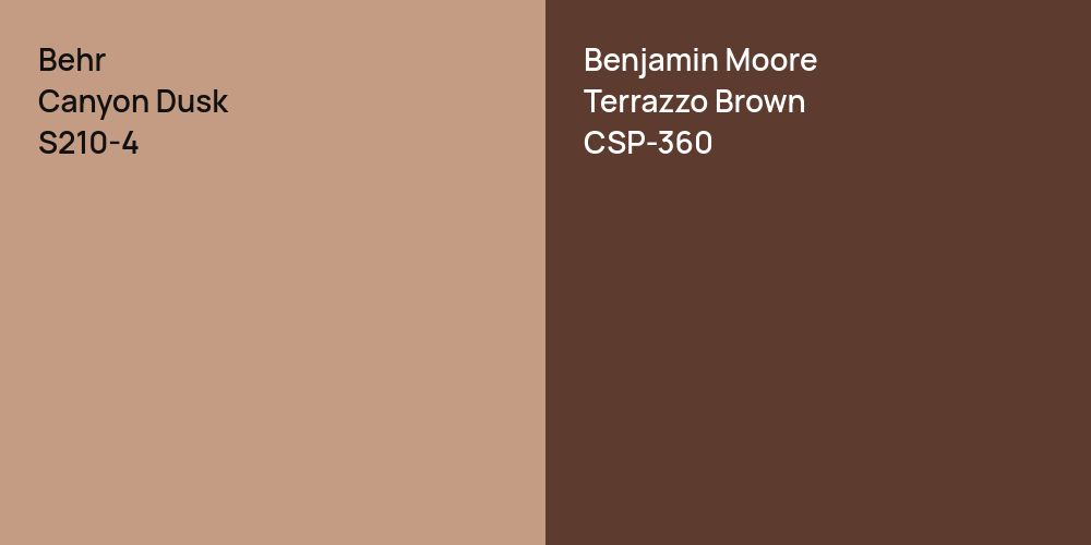 Behr Canyon Dusk vs. Benjamin Moore Terrazzo Brown