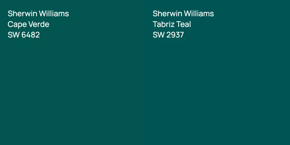 Sherwin Williams Cape Verde vs. Sherwin Williams Tabriz Teal