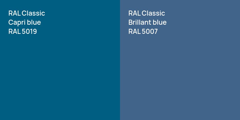 RAL Classic  Capri blue vs. RAL Classic Brillant blue