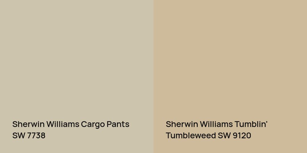 Sherwin Williams Cargo Pants vs. Sherwin Williams Tumblin' Tumbleweed