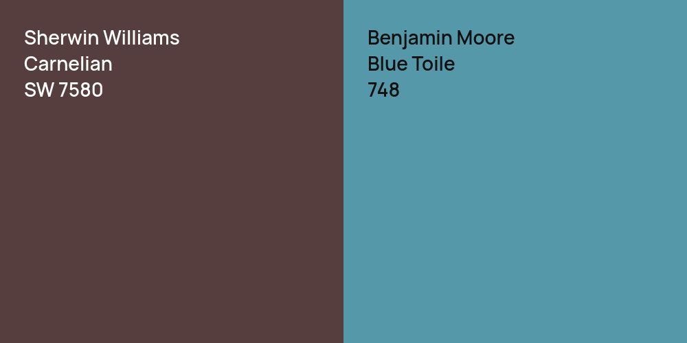 Sherwin Williams Carnelian vs. Benjamin Moore Blue Toile