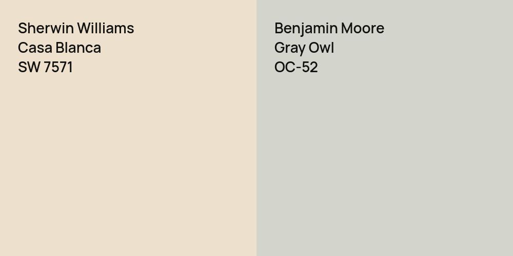 Sherwin Williams Casa Blanca vs. Benjamin Moore Gray Owl