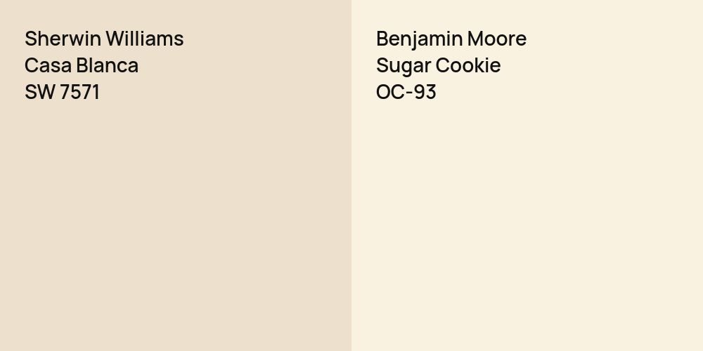 Sherwin Williams Casa Blanca vs. Benjamin Moore Sugar Cookie