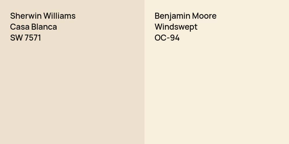 Sherwin Williams Casa Blanca vs. Benjamin Moore Windswept