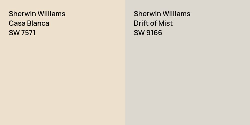 Sherwin Williams Casa Blanca vs. Sherwin Williams Drift of Mist