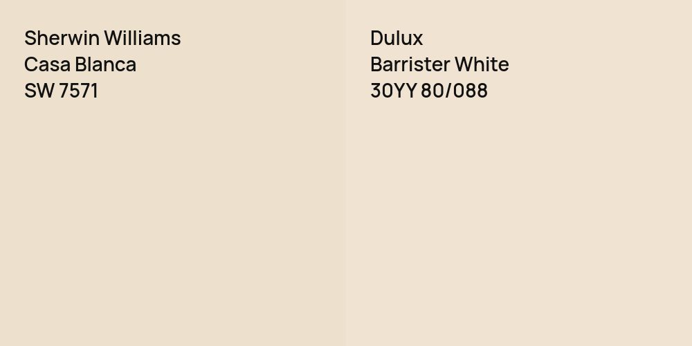 Sherwin Williams Casa Blanca vs. Dulux Barrister White