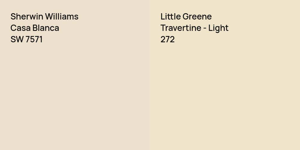 Sherwin Williams Casa Blanca vs. Little Greene Travertine - Light