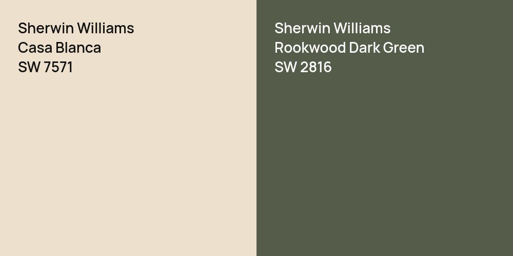 Sherwin Williams Casa Blanca vs. Sherwin Williams Rookwood Dark Green