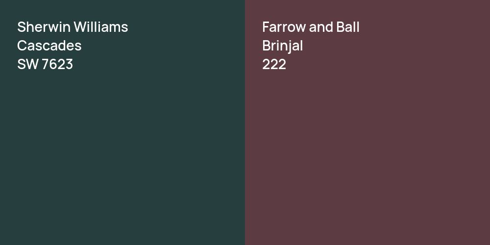 Sherwin Williams Cascades vs. Farrow and Ball Brinjal