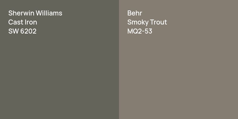 Sherwin Williams Cast Iron vs. Behr Smoky Trout