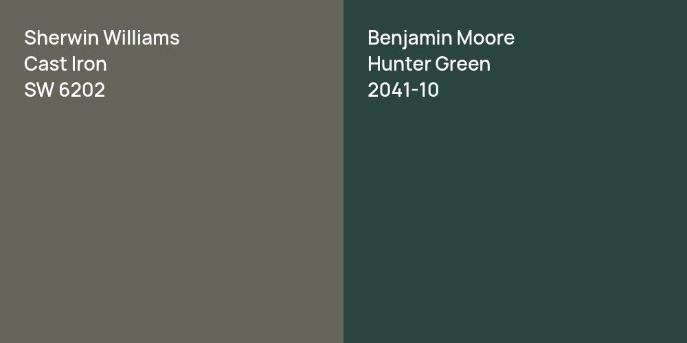 Sherwin Williams Cast Iron vs. Benjamin Moore Hunter Green