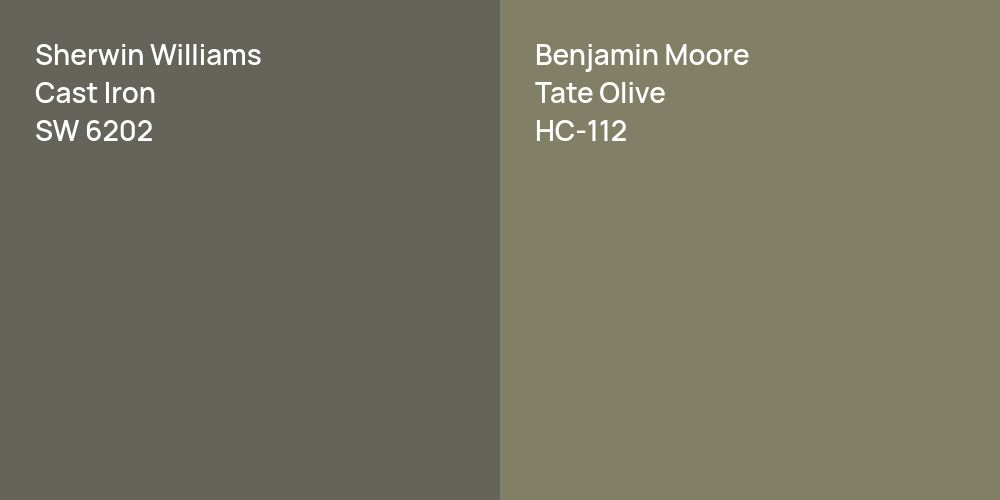 Sherwin Williams Cast Iron vs. Benjamin Moore Tate Olive