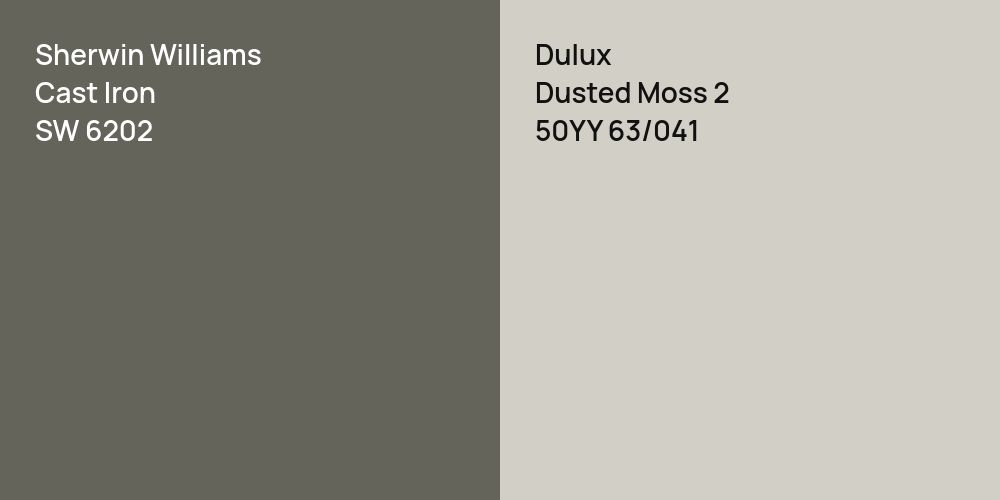 Sherwin Williams Cast Iron vs. Dulux Dusted Moss 2