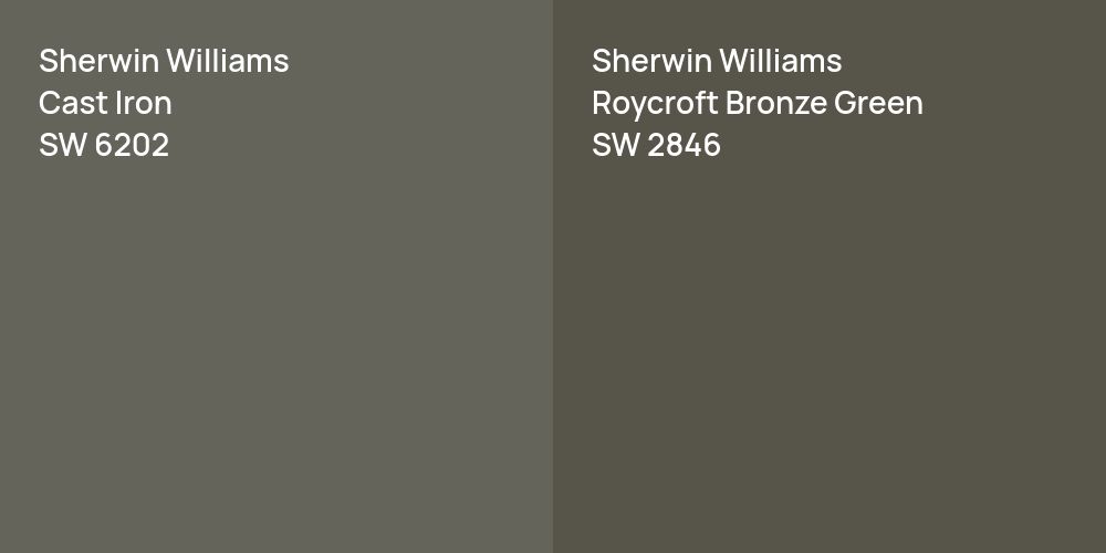 Sherwin Williams Cast Iron vs. Sherwin Williams Roycroft Bronze Green