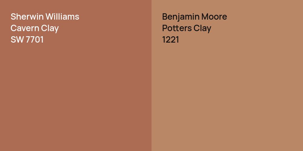 Sherwin Williams Cavern Clay vs. Benjamin Moore Potters Clay