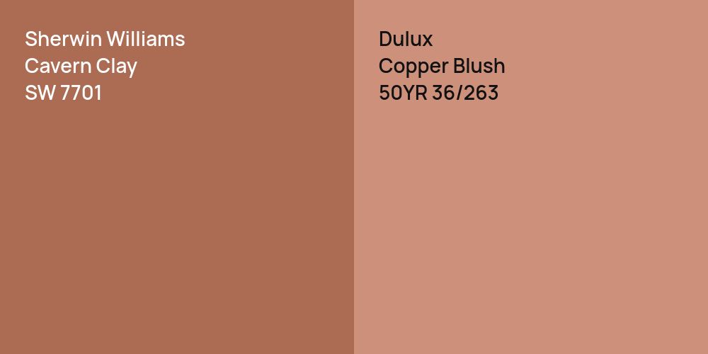 Sherwin Williams Cavern Clay vs. Dulux Copper Blush