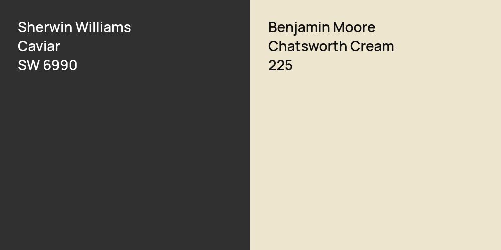 Sherwin Williams Caviar vs. Benjamin Moore Chatsworth Cream