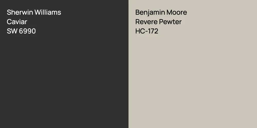 Sherwin Williams Caviar vs. Benjamin Moore Revere Pewter