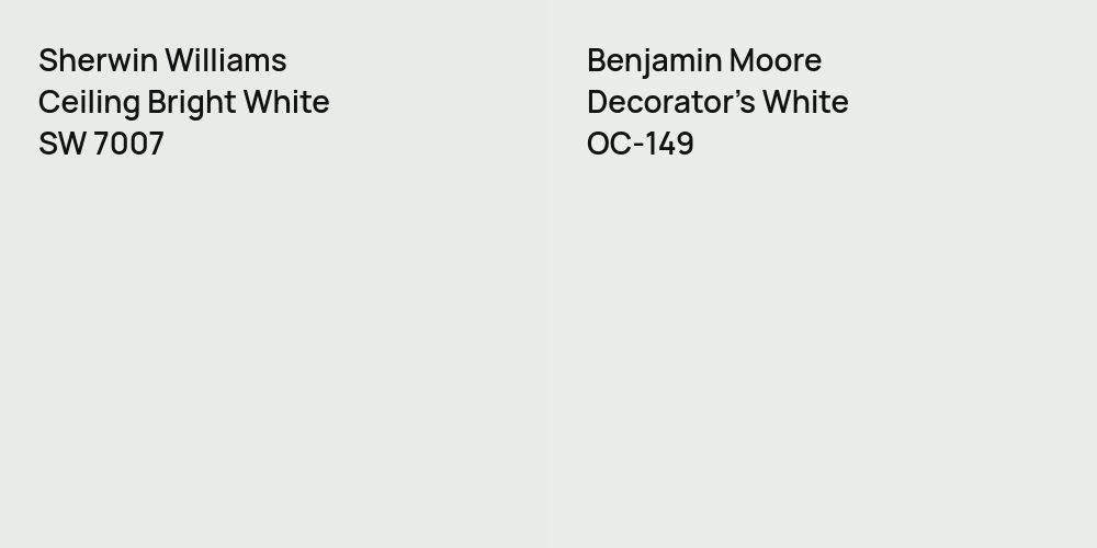 Sherwin Williams Ceiling Bright White vs. Benjamin Moore Decorator's White