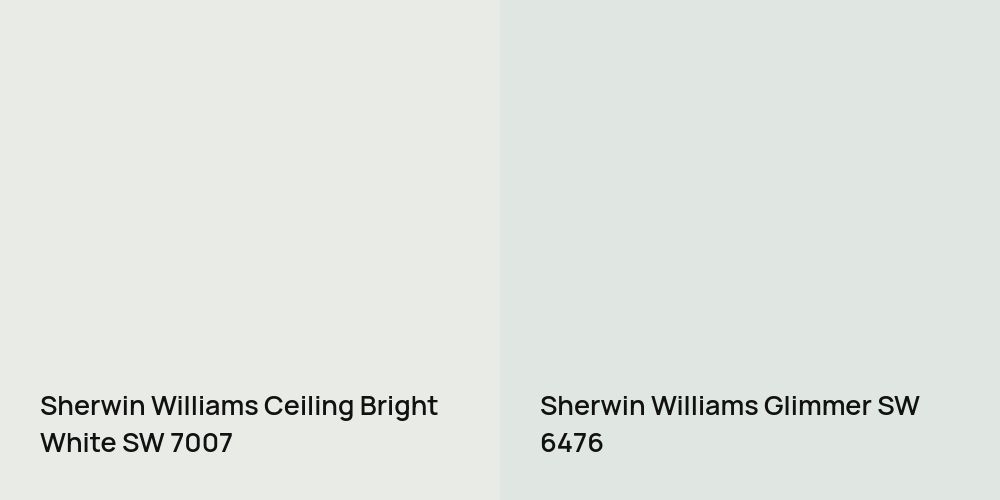 Sherwin Williams Ceiling Bright White vs. Sherwin Williams Glimmer