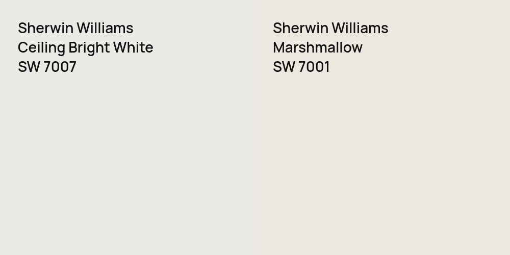 Sherwin Williams Ceiling Bright White vs. Sherwin Williams Marshmallow