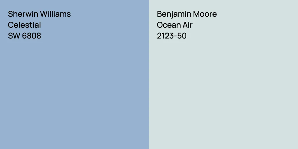 Sherwin Williams Celestial vs. Benjamin Moore Ocean Air