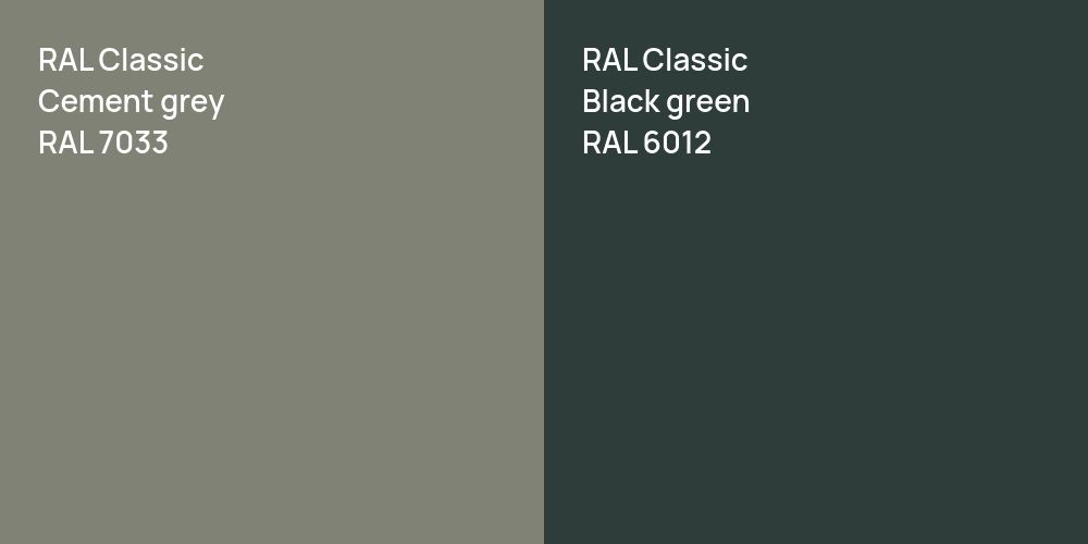 RAL Classic  Cement grey vs. RAL Classic  Black green