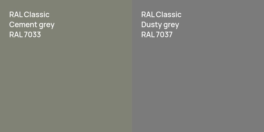 RAL Classic  Cement grey vs. RAL Classic  Dusty grey